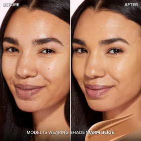 Too Faced pump and label detail highlighting easy dispensing benefit