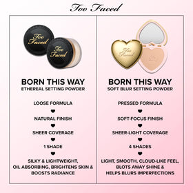 Too Faced compact inside a purse illustrating on-the-go shine control