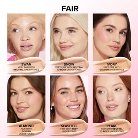 Too Faced texture close-up of liquid finish benefit: smooth blendability