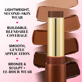 Too Faced Chocolate Soleil applied to cheek showing natural sun-kissed warmth and blended finish
