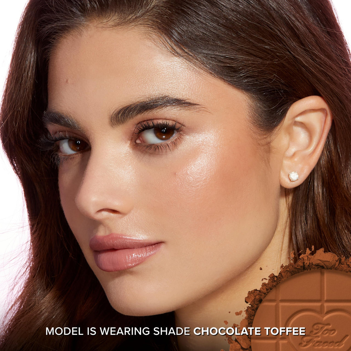 Too Faced bronzer brush application demonstrating easy, buildable coverage