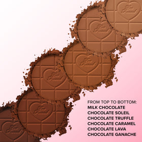 Too Faced bronzer inside makeup bag showing portable, on-the-go bronzing