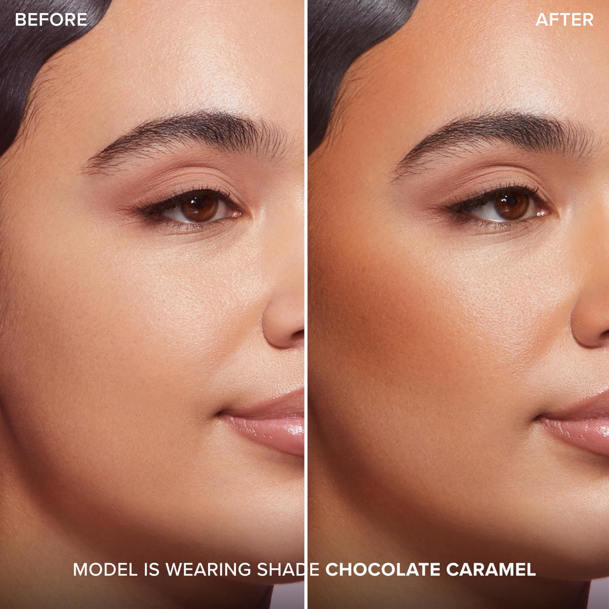 Too Faced Chocolate Soleil exposed tip close-up showing creamy texture and smooth glide benefit