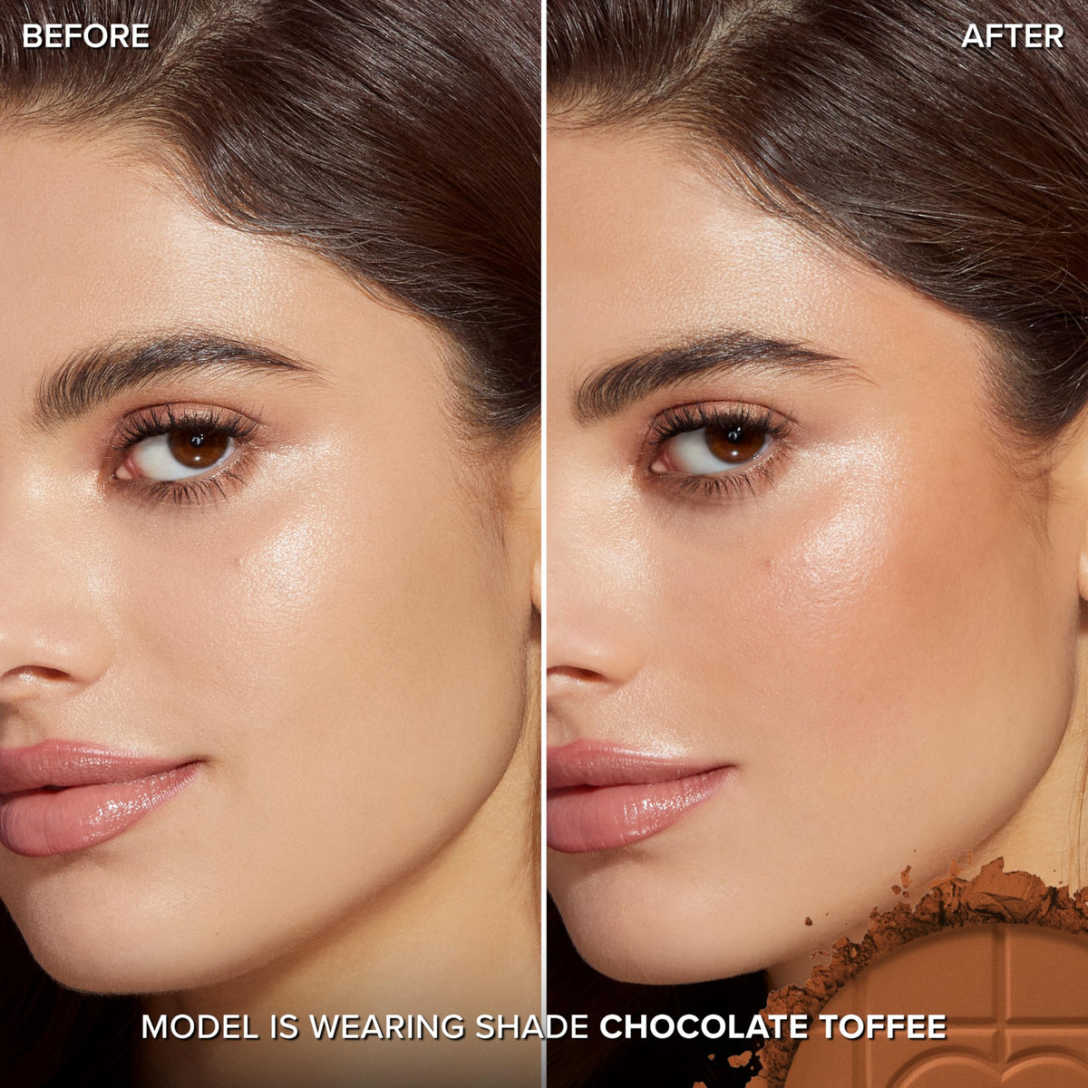 Too Faced bronzer open pan texture highlighting smooth, blendable finish