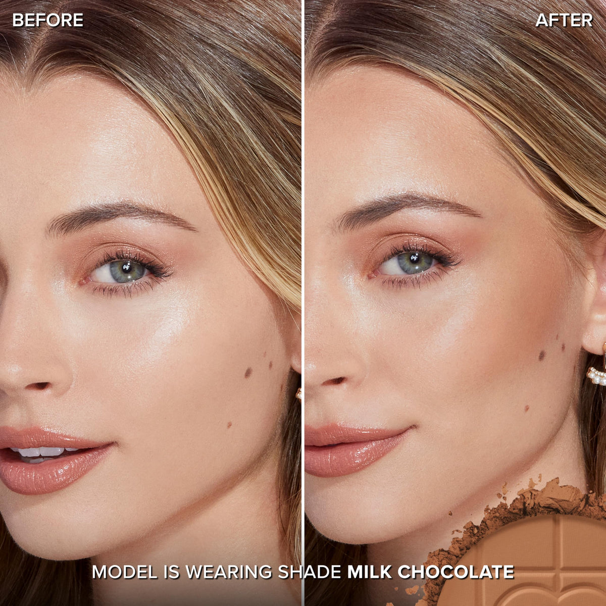 Too Faced close-up of bronzer pan texture highlighting fine-milled finish