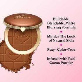 Too Faced bronzer swatch on arm showing chocolate toffee shade payoff