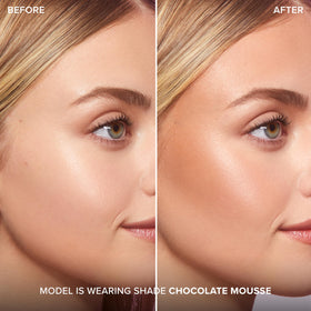 Too Faced Chocolate Soleil close-up of cream-to-powder texture for smooth blendable finish benefit
