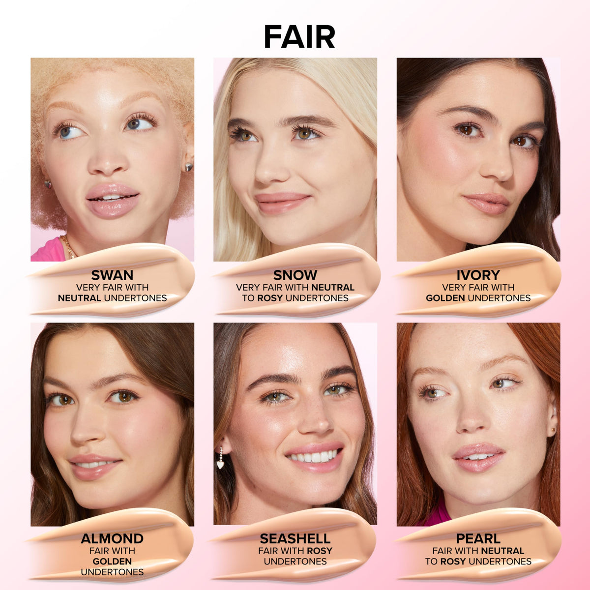 Too Faced coverage comparison showing before and after for visible evening of skin tone