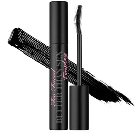 Too Faced Foreplay front packaging showing black primer tube and branding, highlights product benefits