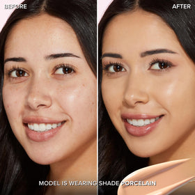 Too Faced foundation drop texture close-up showing smooth blendability