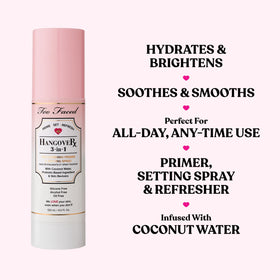 Too Faced fine mist close-up demonstrating even hydration on skin