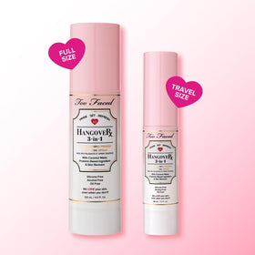 Too Faced bottle on vanity in bathroom giving refreshed morning routine