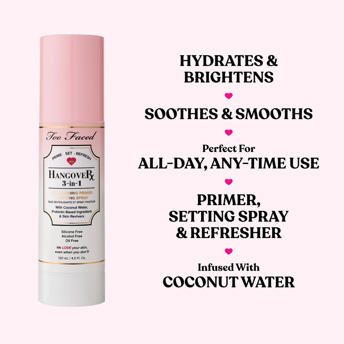 Too Faced mist spray closeup demonstrating fine even mist hydration