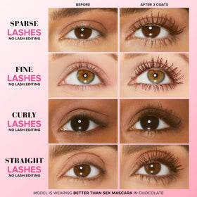 Too Faced hourglass brush close-up demonstrating precise lash separation