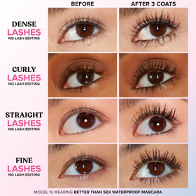 Too Faced close-up of hourglass brush delivering precise separation