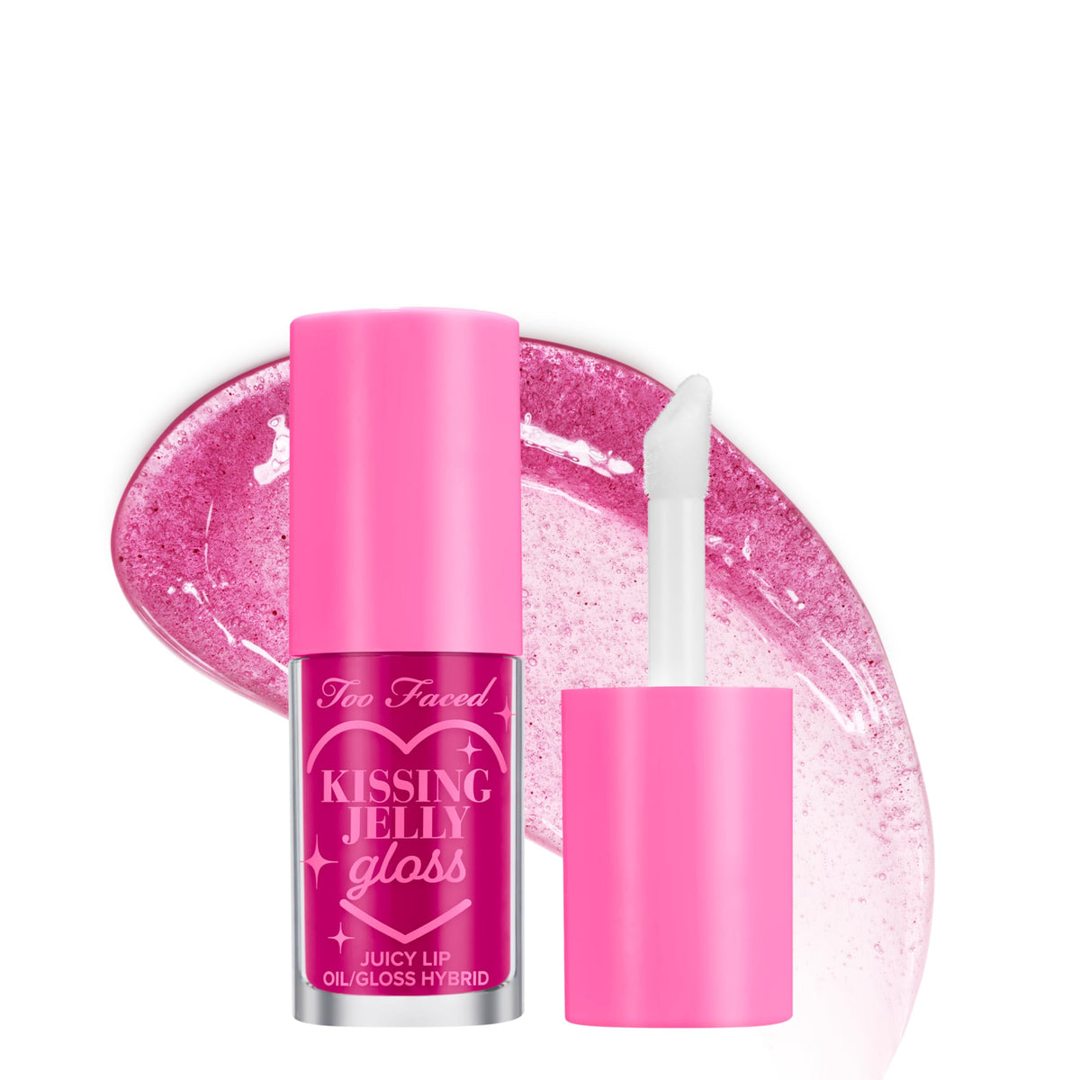 Too Faced front packaging showing tube and bold raspberry gloss finish