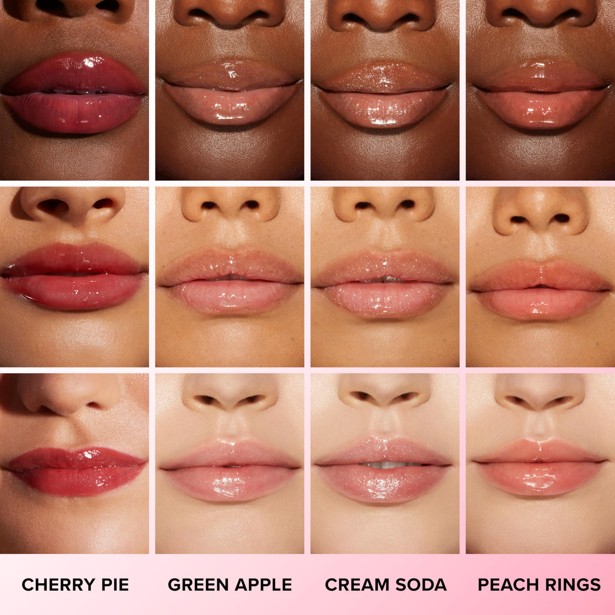 Too Faced Kissing Jelly lip swatch on hand displaying sheer color and glossy hydration benefit