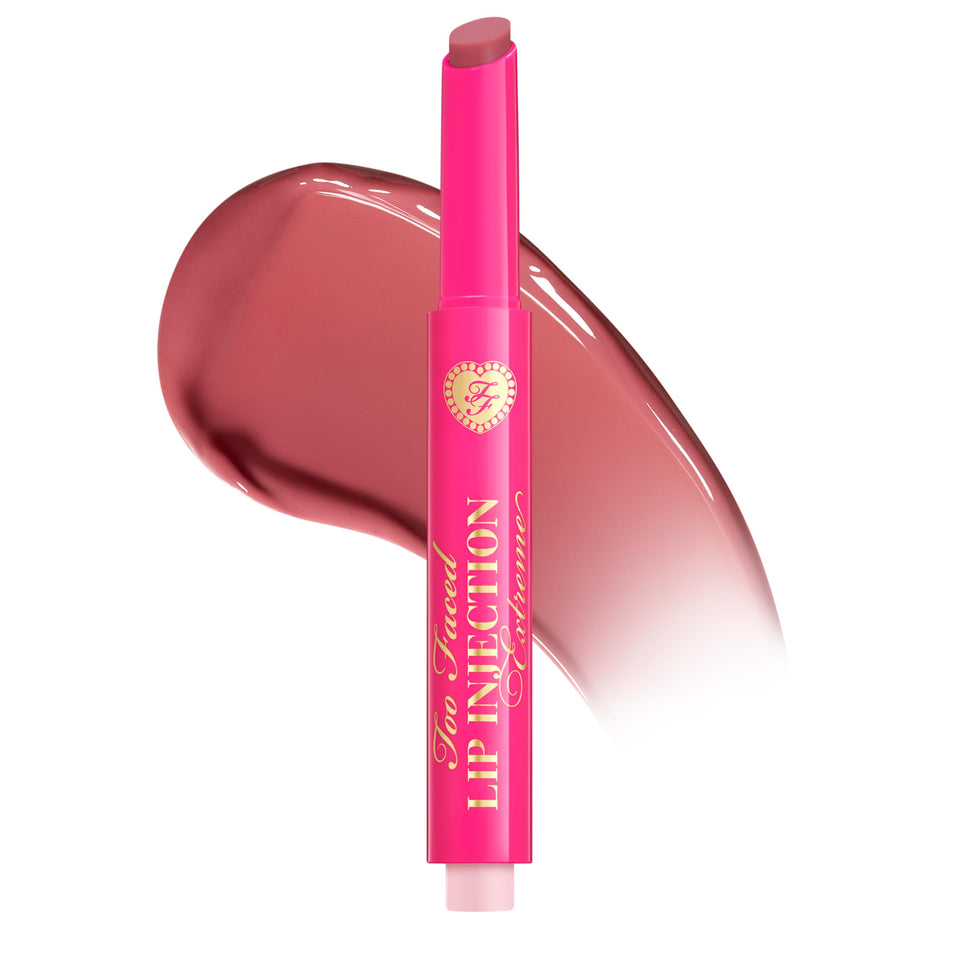 Too Faced front packaging of Lip Injection Clicks showing compact plumper advantage