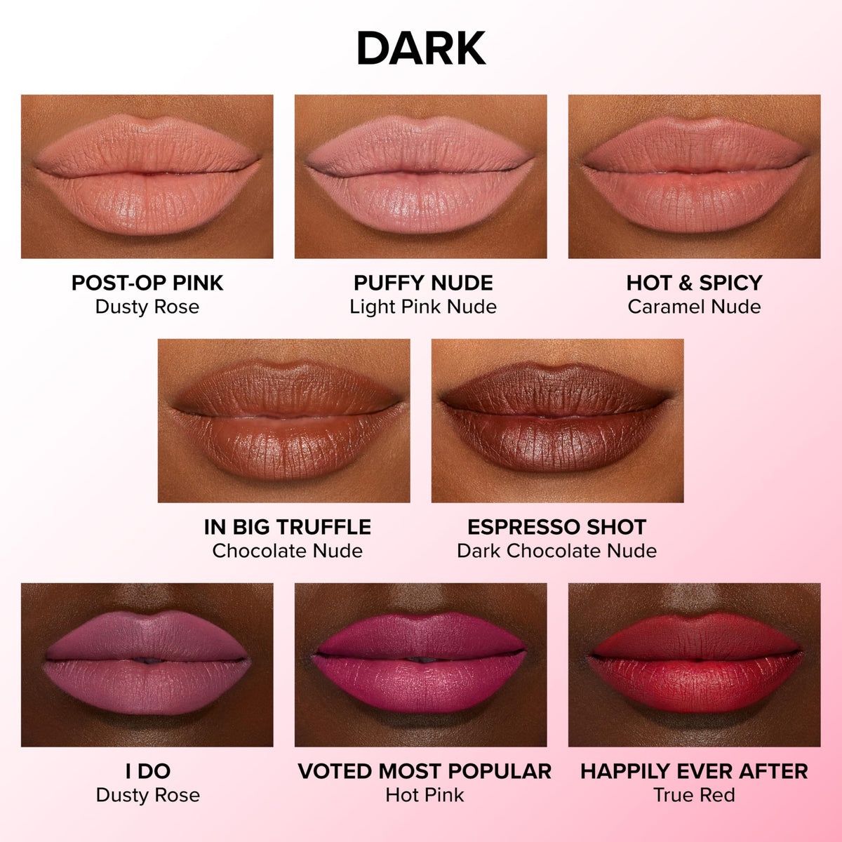 Too Faced before-and-after lips showing enhanced definition and fuller appearance