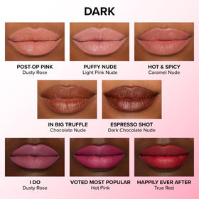 Too Faced before-and-after lips showing enhanced definition and fuller appearance