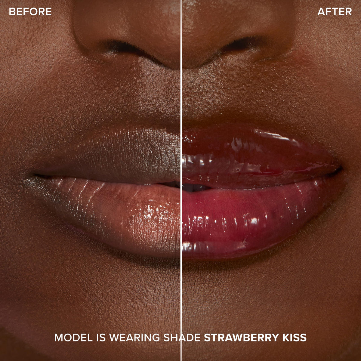 Too Faced size comparison with 0.14 fl oz tube, Strawberry Kiss portable and travel-friendly