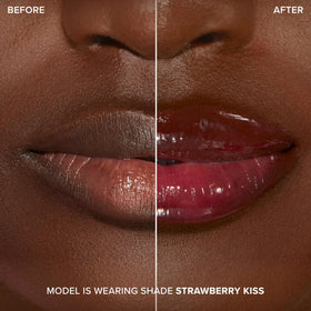Too Faced size comparison with 0.14 fl oz tube, Strawberry Kiss portable and travel-friendly