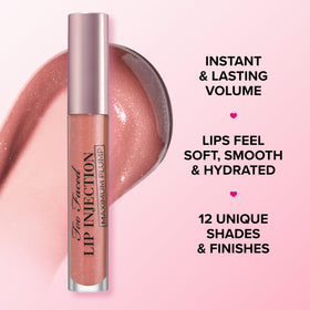 Too Faced gloss texture swipe showing glossy, non-sticky finish