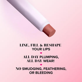 Too Faced lip liner texture stroke showing demi-matte finish and buildable coverage
