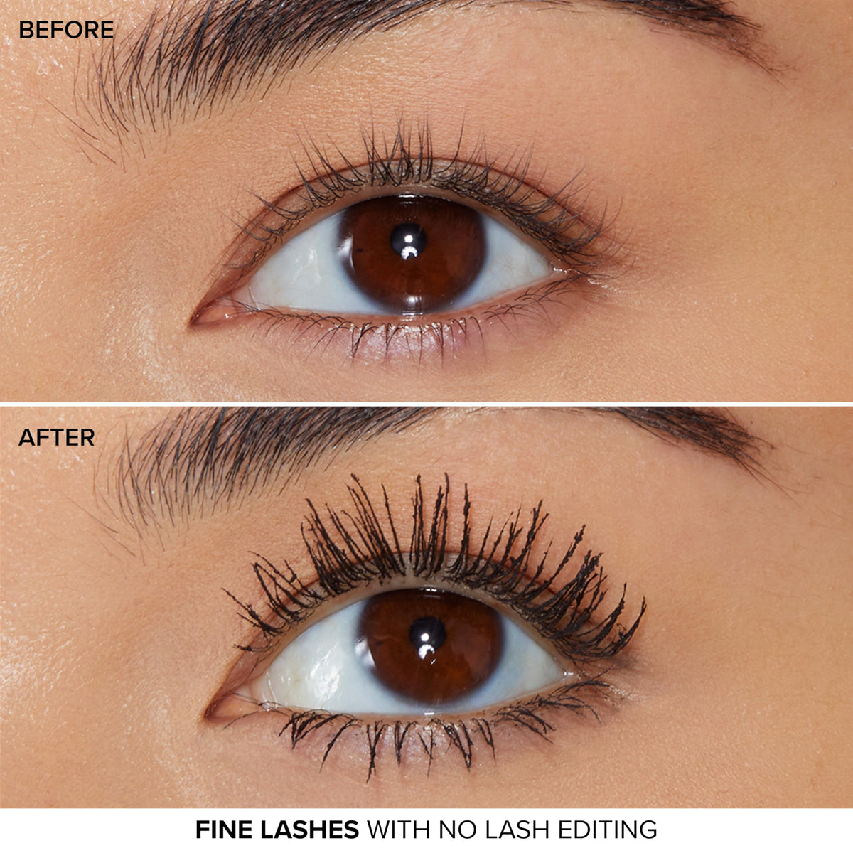 Too Faced applying mascara to lashes for long-lasting curl and lift