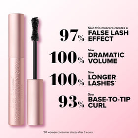 Too Faced mascara texture swatch illustrating rich black pigment and smooth application