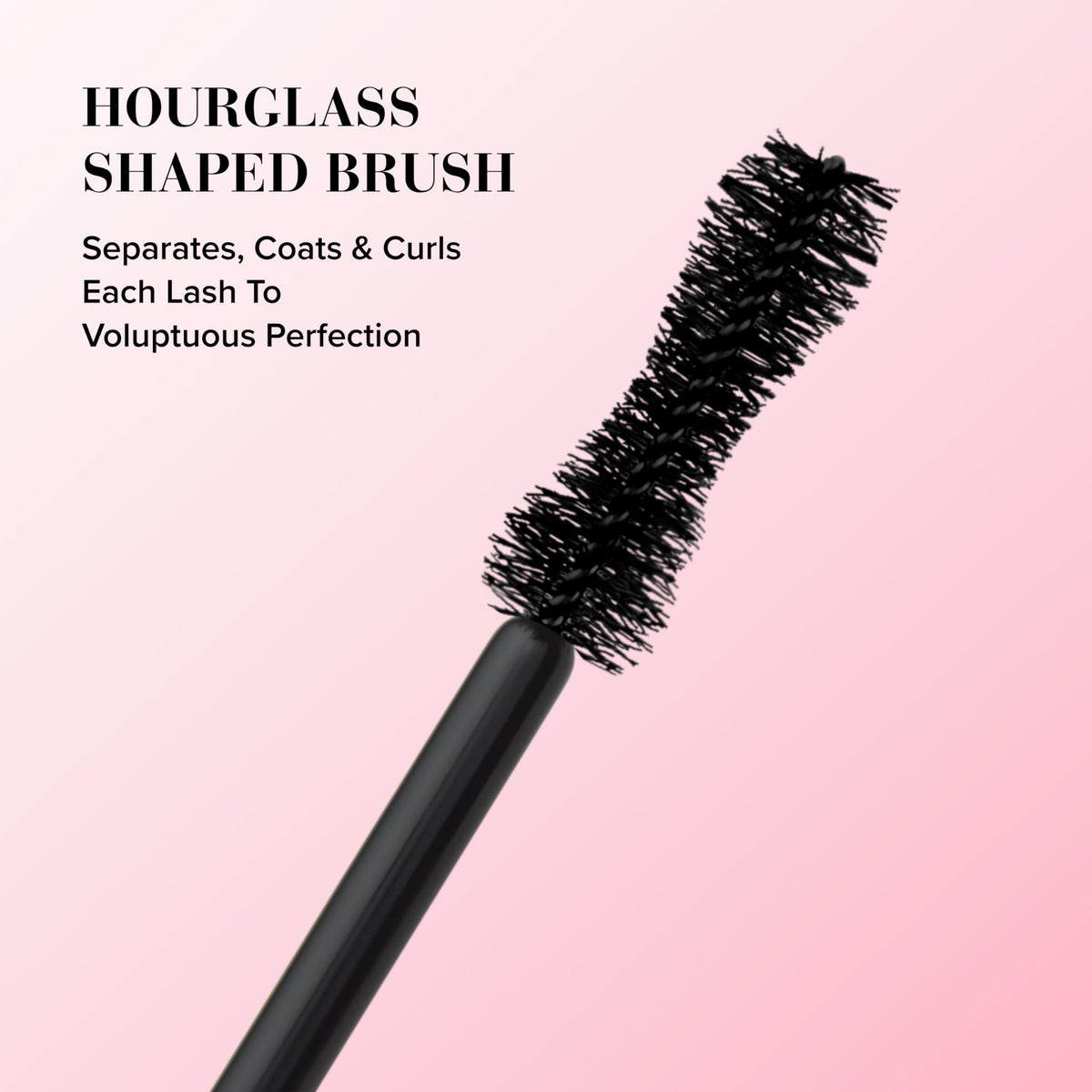 Too Faced mascara wand coating lashes with rich chocolate pigment