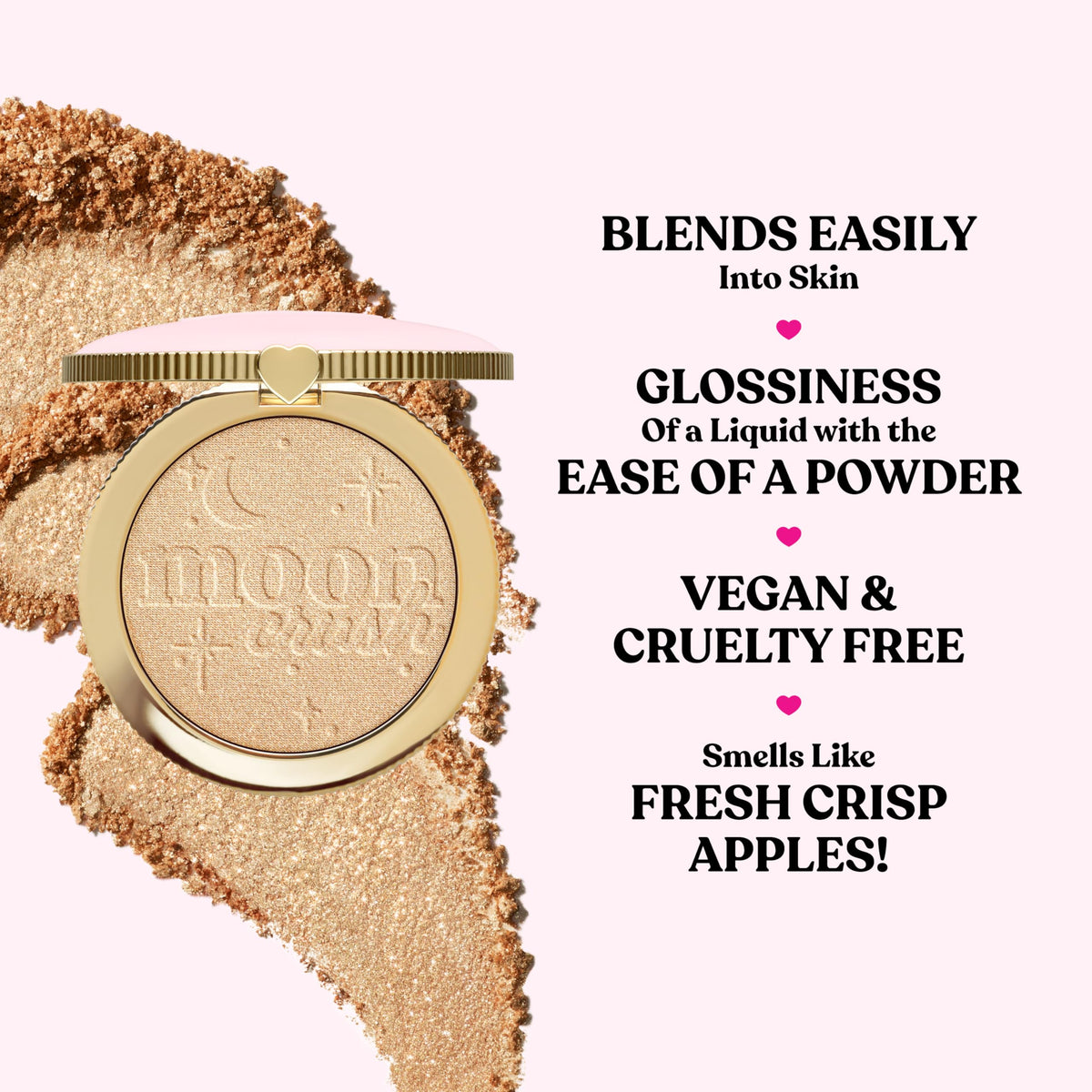 Too Faced texture swatch on skin showing sheer luminous payoff