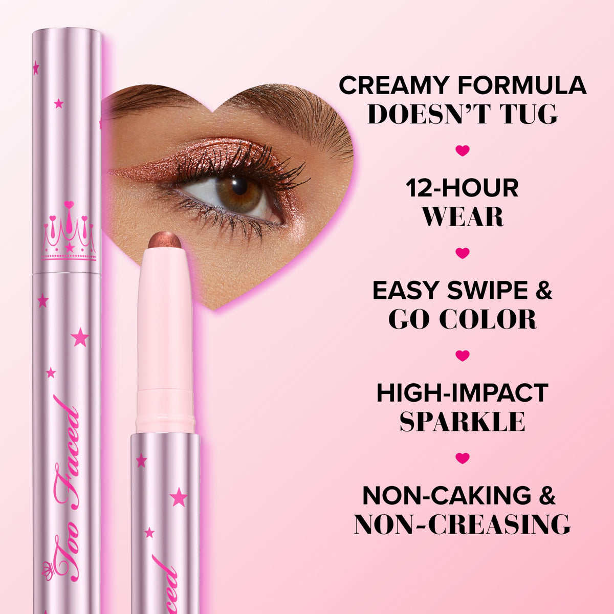 Too Faced arm swatches showing color payoff and buildable sparkle