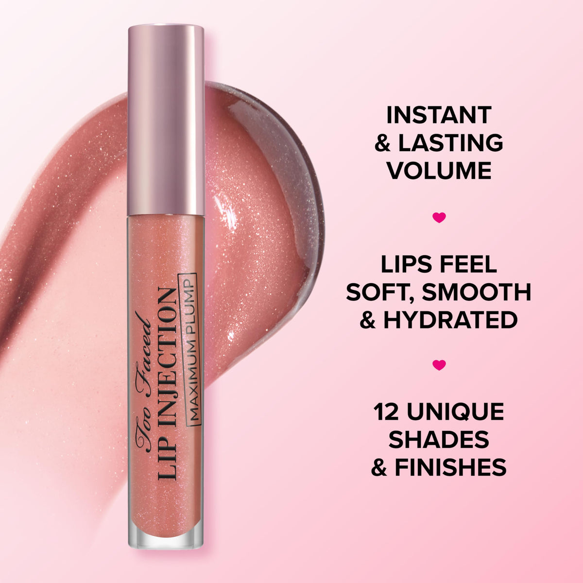 Too Faced texture close-up highlighting non-sticky glossy formula benefit