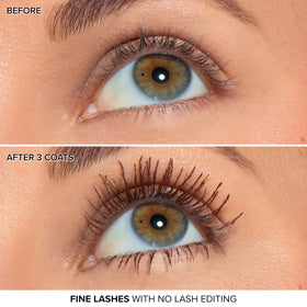 Too Faced rinsing lashes with warm water demonstrating gentle removal