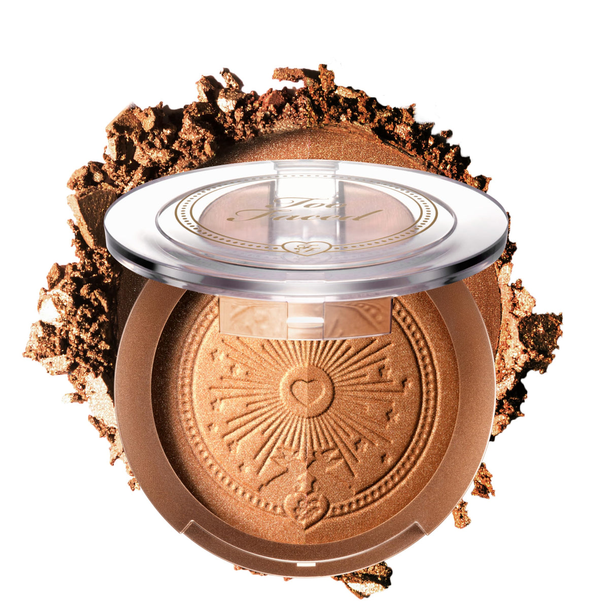 Too Faced compact front view showing sleek packaging and travel-friendly size