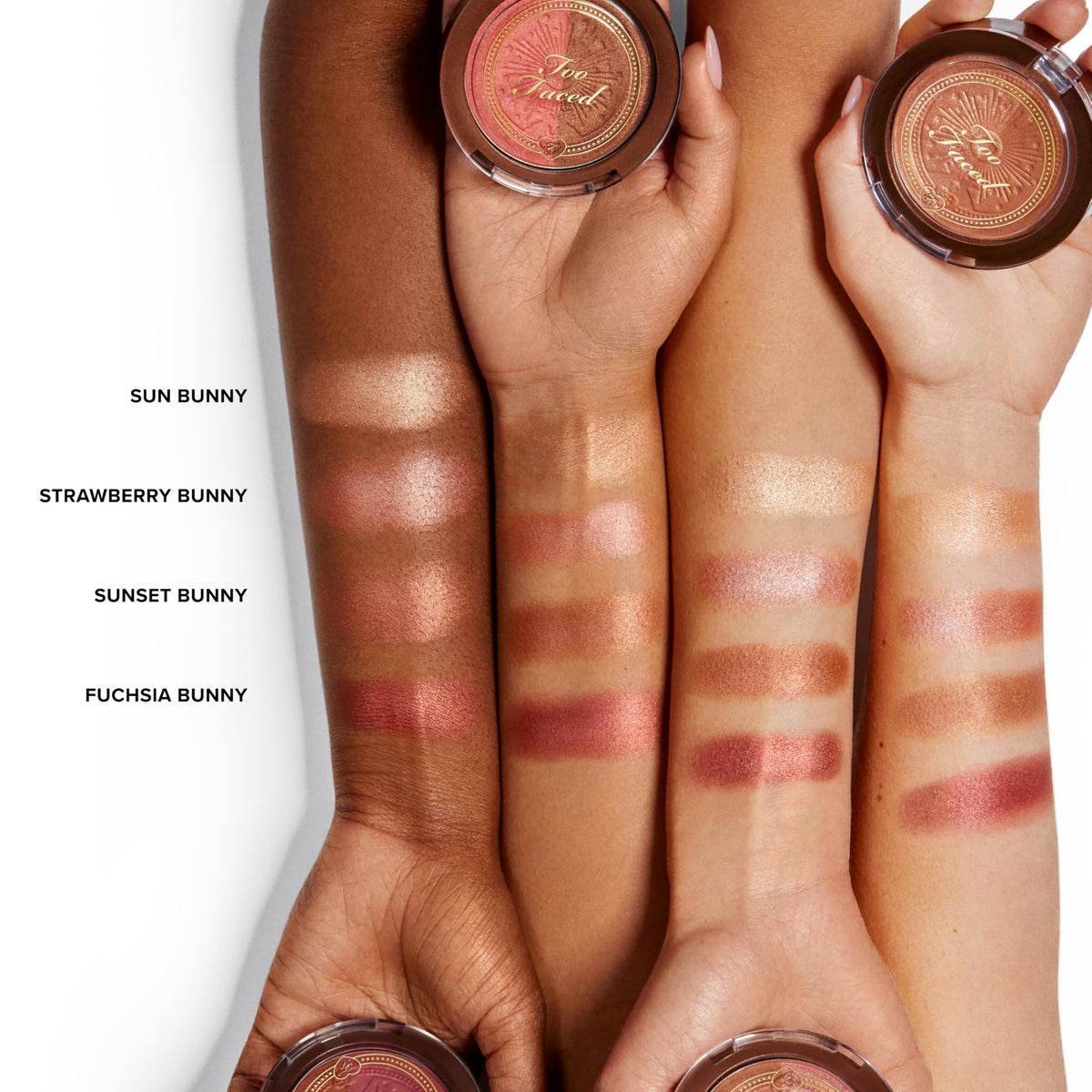 Too Faced on sunlit model face showing natural glow and wearable radiance