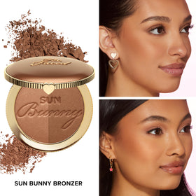 Too Faced Sun Bunny open duo pan revealing bronzer and luminous highlight shades