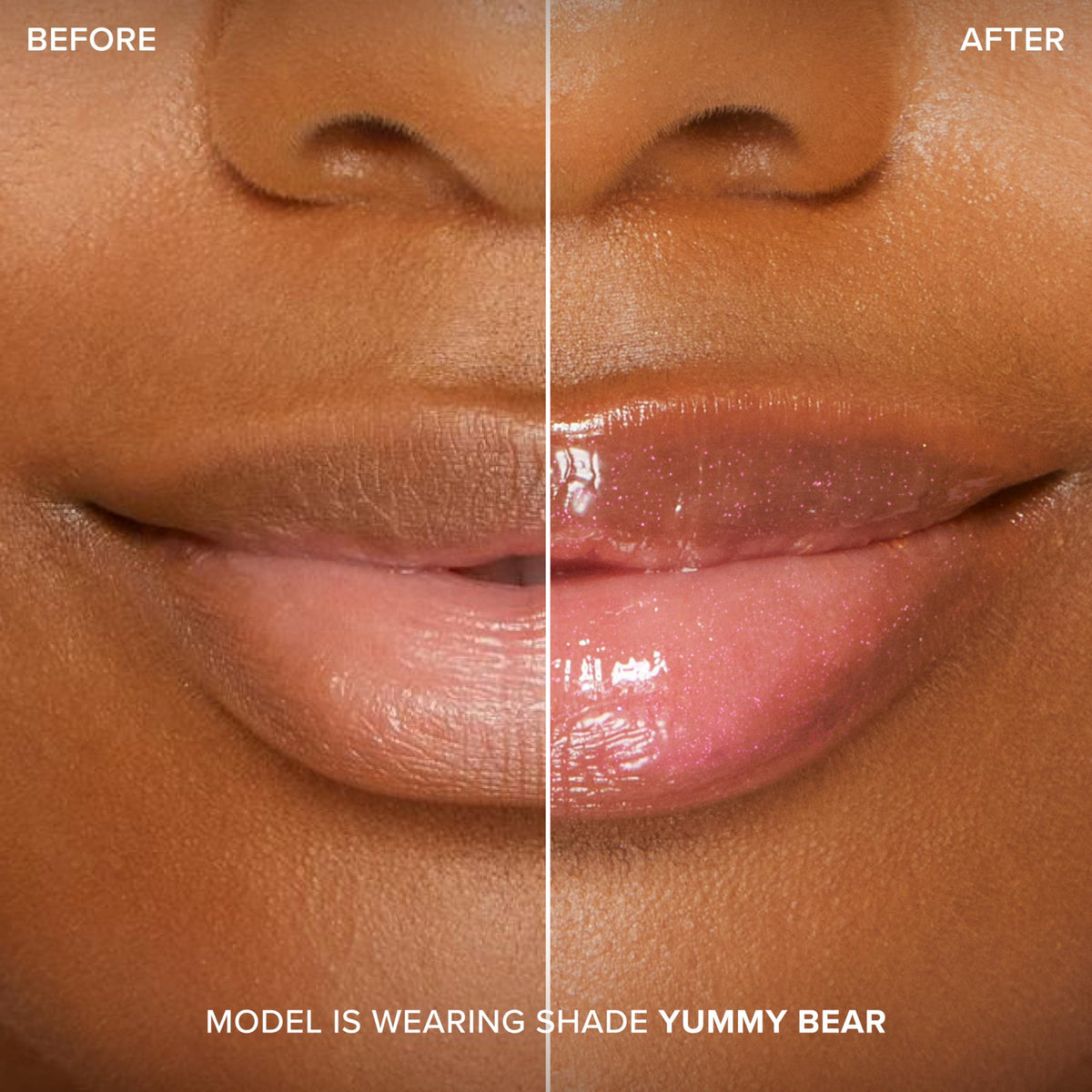 Too Faced gloss texture close-up highlighting glossy, non-sticky finish