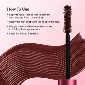 Too Faced tube next to ruler for scale, clarifies compact travel-friendly size