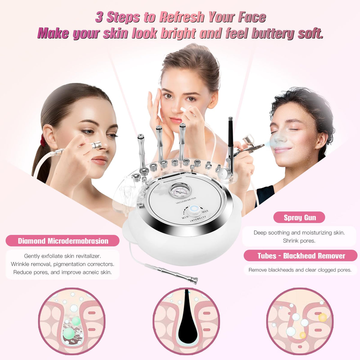 TopDirect nine sterile diamond tips arranged to show exfoliation options and precision