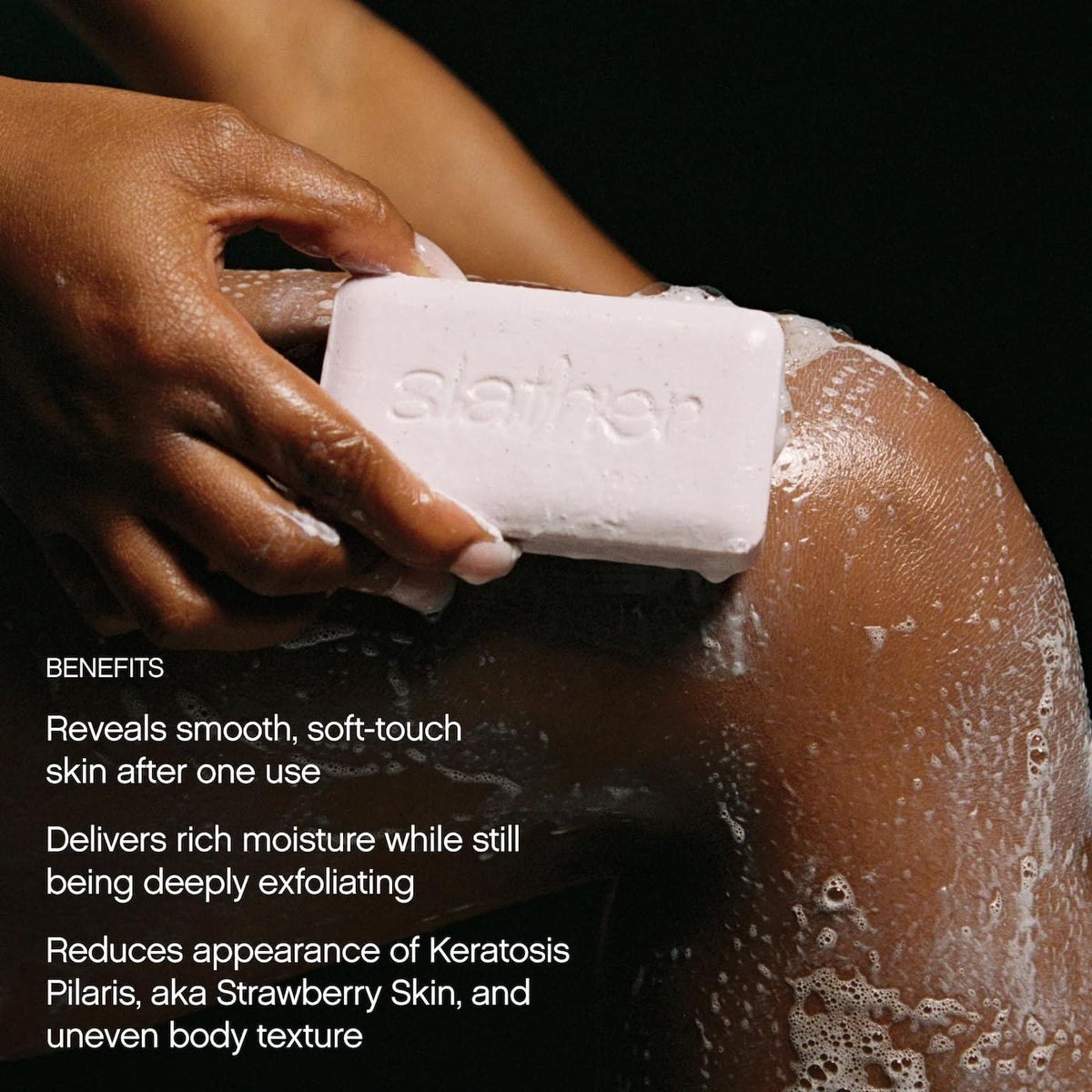 Topicals slather applied on arm in shower reducing rough texture