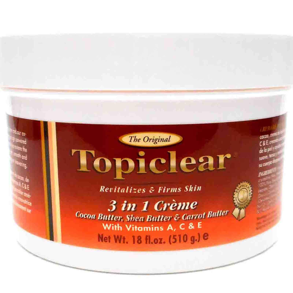 Topiclear jar front view showing label and size benefits