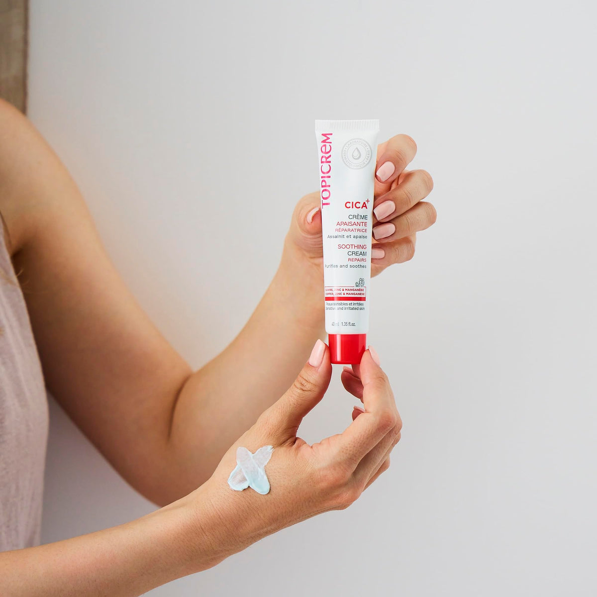 Topicrem CICA Repair Cream used on baby skin showing gentle family-safe care