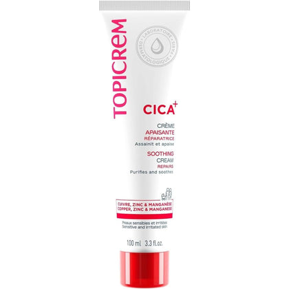 Topicrem CICA Repair Cream front packaging showing 100ml tube and calm design