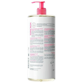 Topicrem pump and cap detail highlighting easy dispensing and control