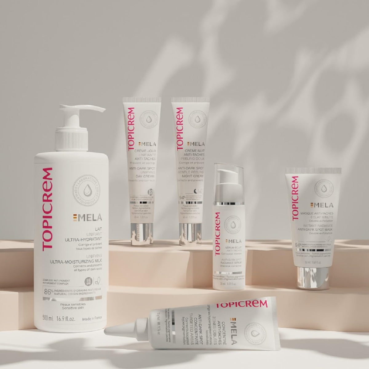 Topicrem ingredients label detail highlighting MELA complex and SPF15 benefit