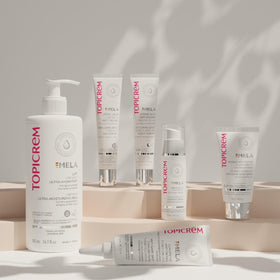 Topicrem ingredients label detail highlighting MELA complex and SPF15 benefit