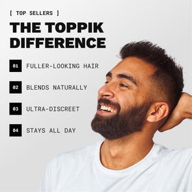 Toppik before and after part comparison showing fuller-looking hair benefit