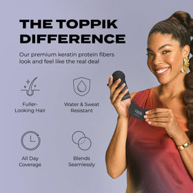 before and after comparison using TOPPIK showing improved hair density